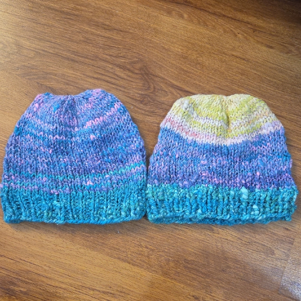 Handspun Hand knit Wool Adult Sized Beanies Choose Which One